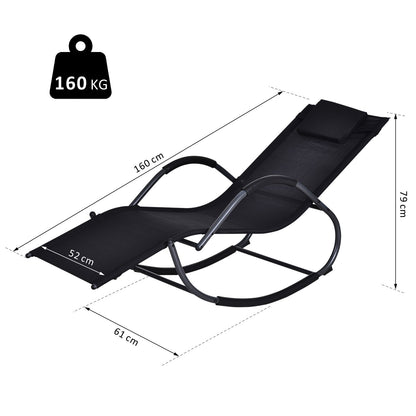 Outsunny Tumbona Para Jardín Mecedora Con Reposabrazos Para Exterior Negro_2