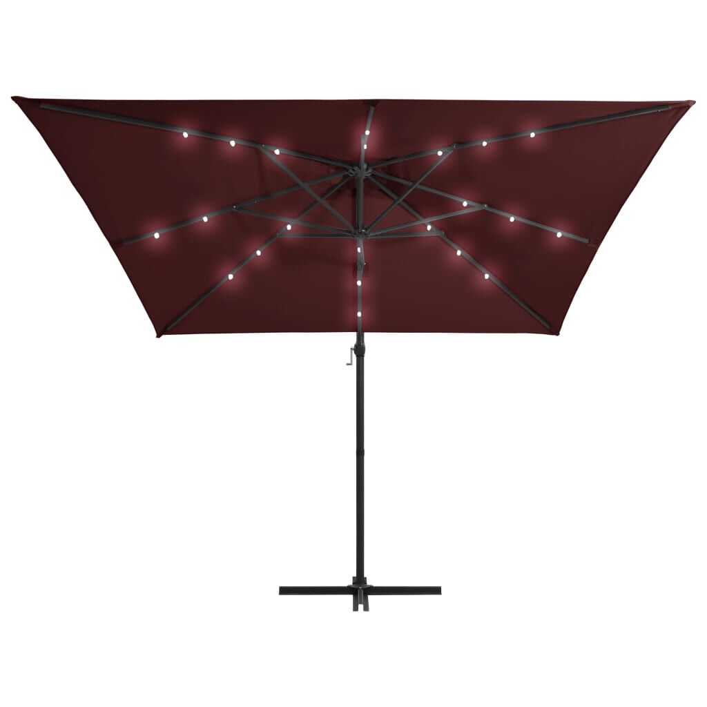 Vidaxl Sombrilla Jardín Voladiza Con Luces Led Rojo Burdeos 250x250 Cm_3