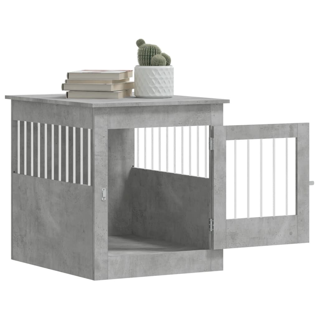 Vidaxl Jaula Para Perros Madera Ingeniería Gris Hormigón 64,5x80x71 Cm_4