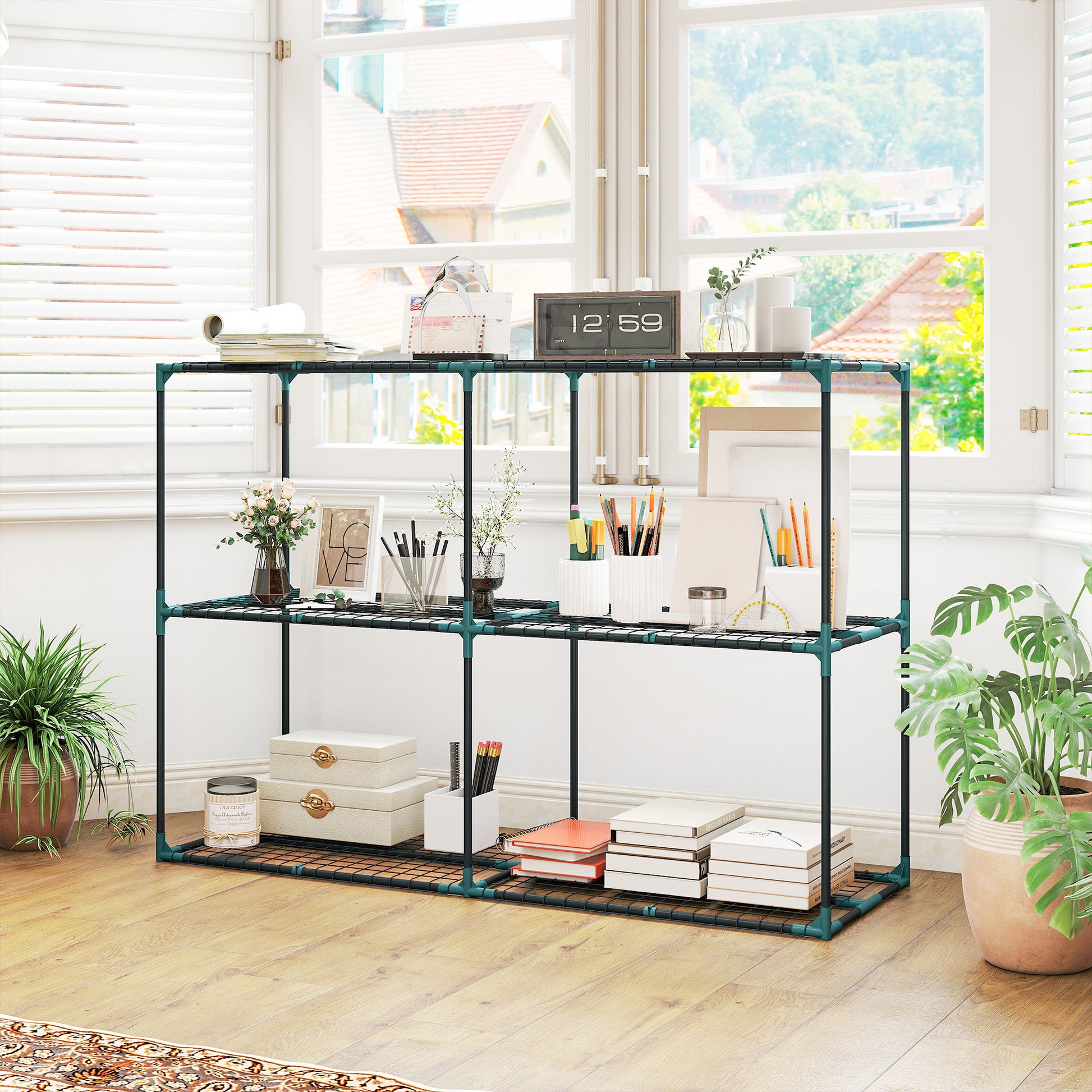 Outsunny Soporte Para Plantas De 3 Niveles De Acero 143x48x100 Cm Verde Oscuro_3