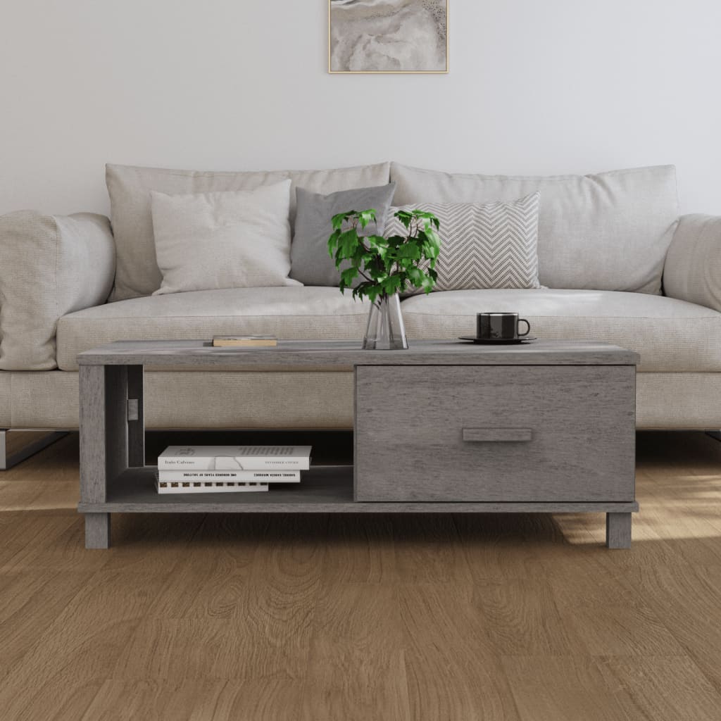 Mesa De Centro Hamar Madera Maciza Pino Gris Claro 100x55x35 Cm_1