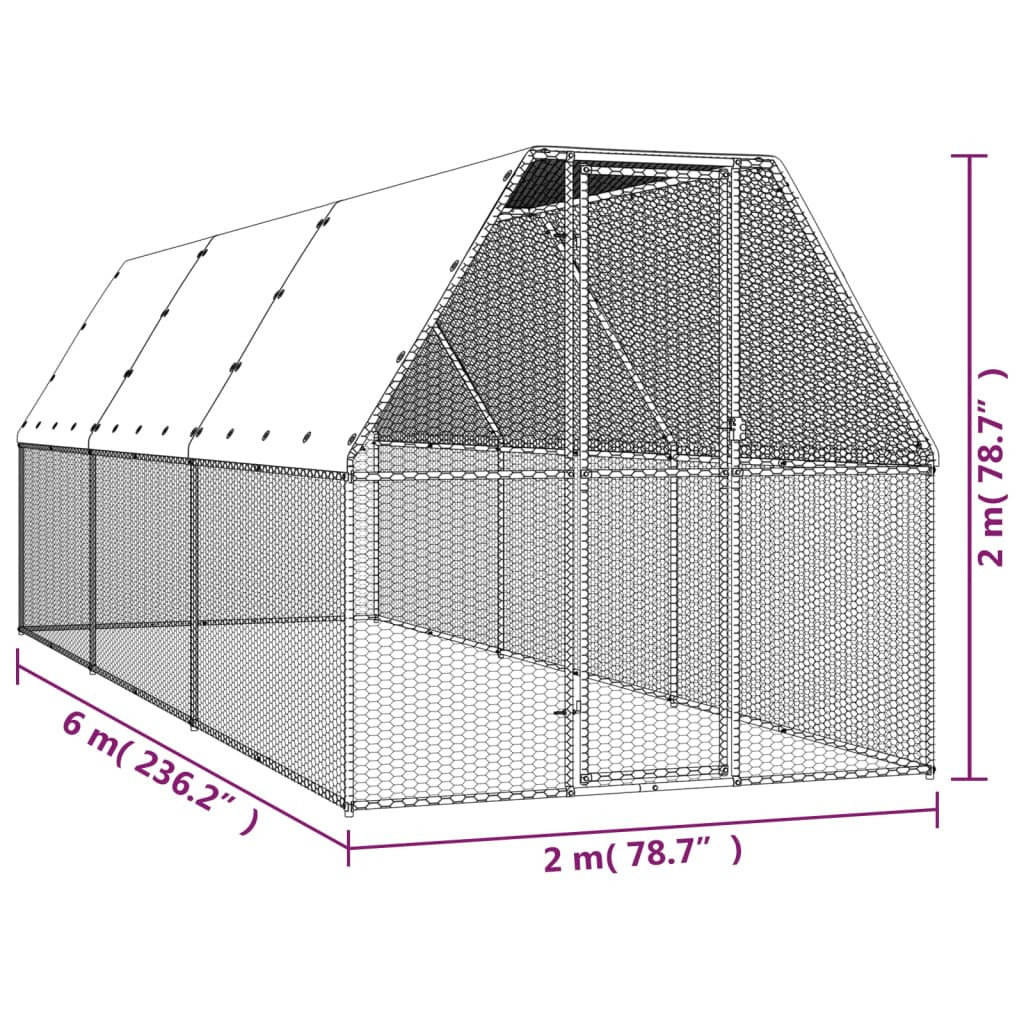 Vidaxl Jaula Gallinero De Acero Galvanizado 2x6x2 M_2