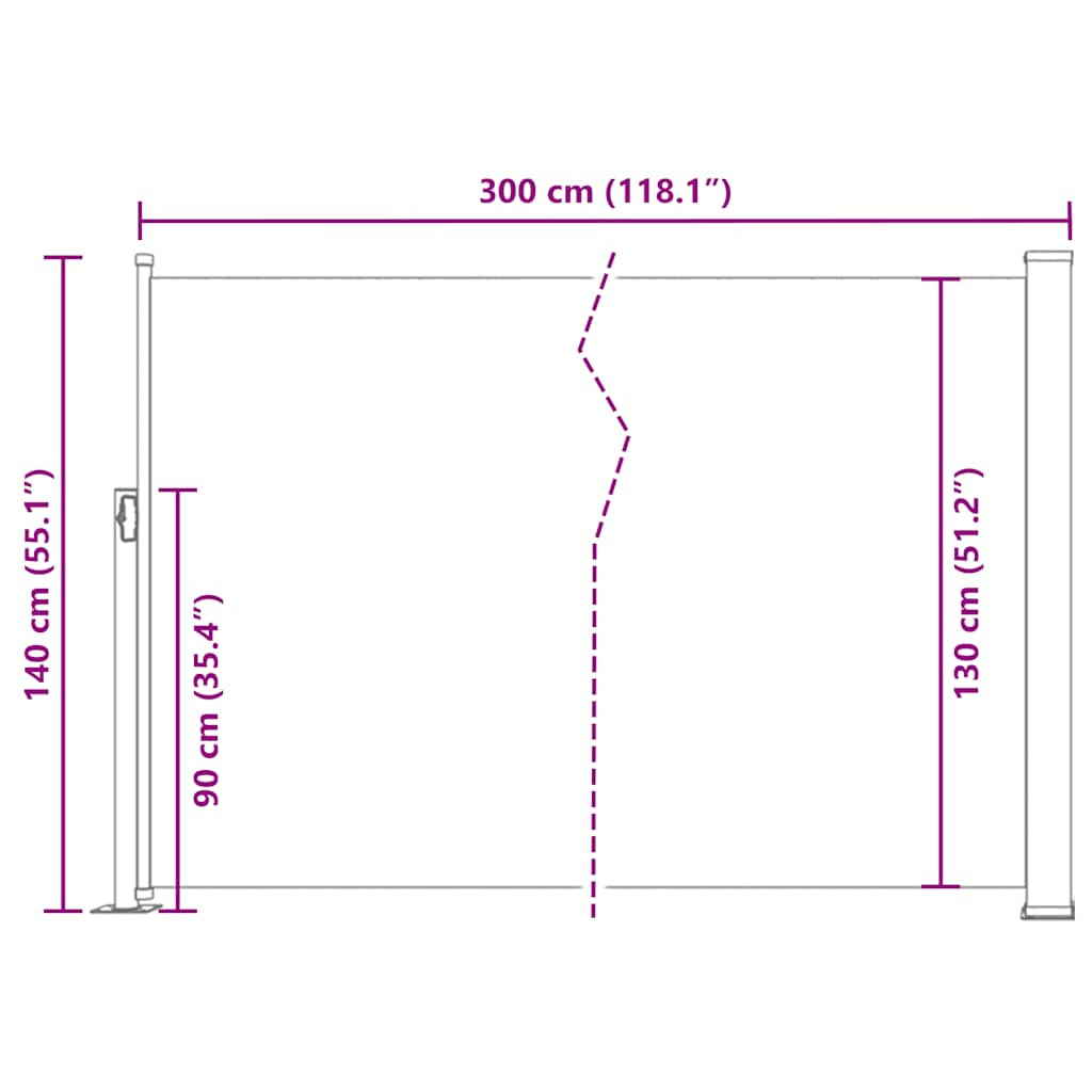 Vidaxl Toldo Lateral Retráctil 140x300 Cm Gris_2