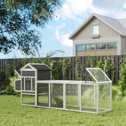 Pawhut Gallinero Para Exterior Para 3-6 Gallinas 297,5x68x118 Cm Gris Y Blanco_1