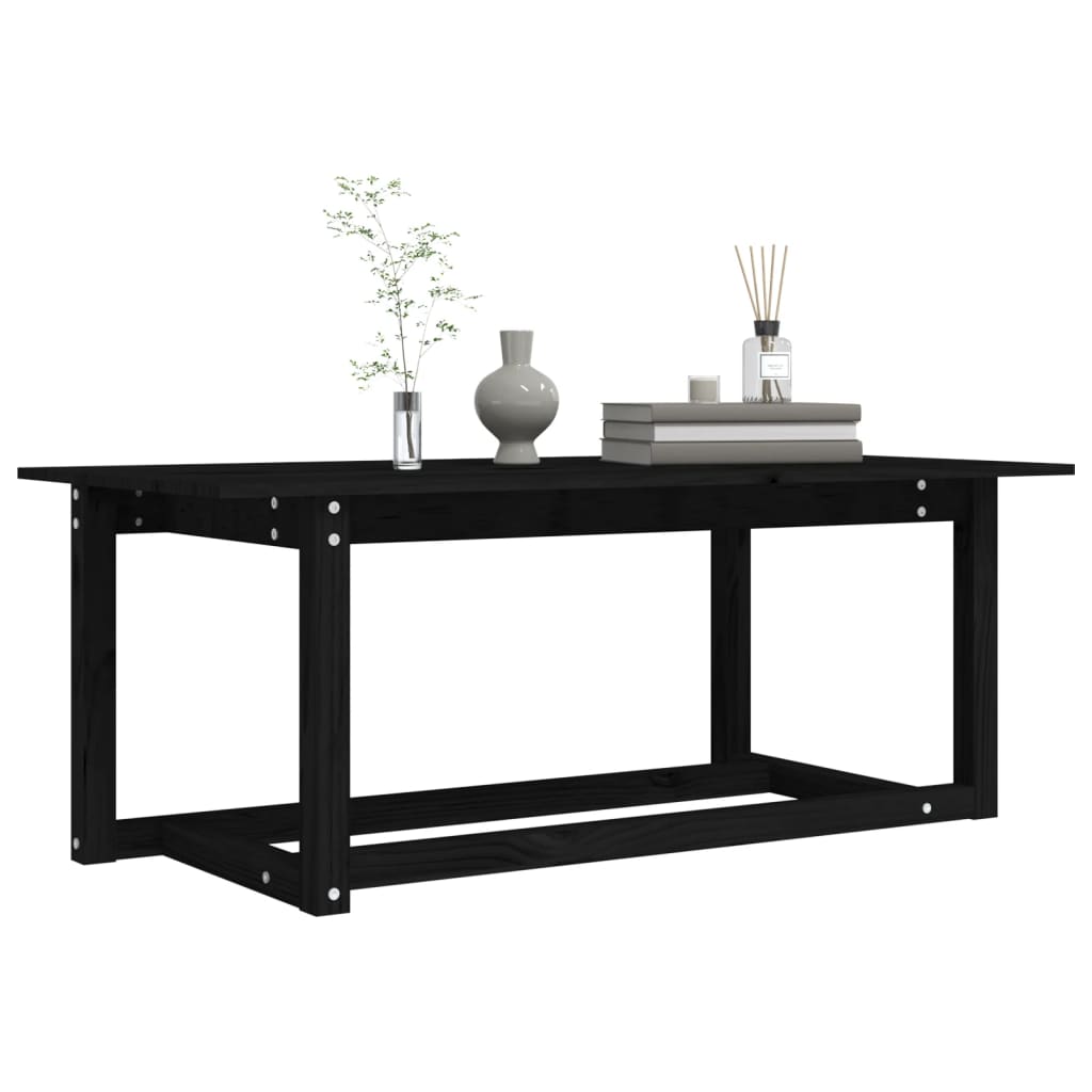 Mesa De Centro De Madera Maciza De Pino Negro 110x55x45 Cm_4