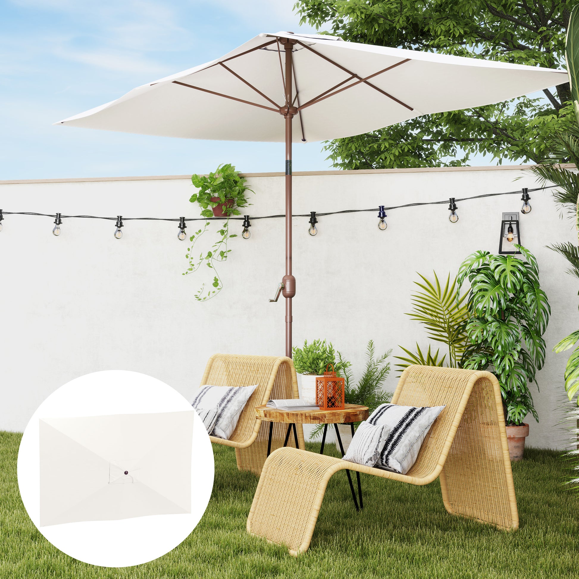 Outsunny Toldo De Recambio De Sombrilla De 3x2 M Con Ventilación Superior Beige_1