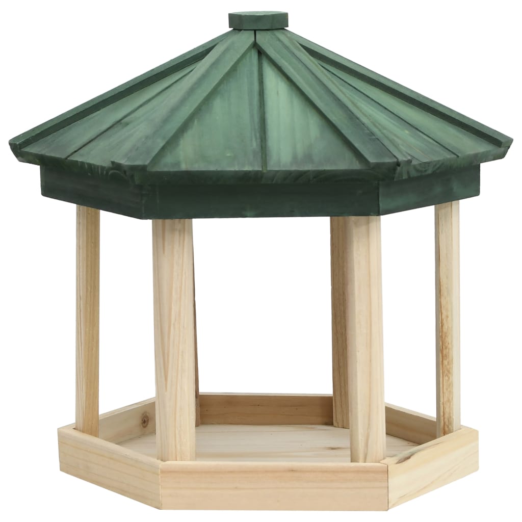 Comedero Para Pájaros Octogonal Madera Maciza De Abeto 33x30 Cm / Vetonek_5