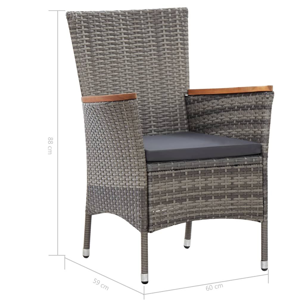 Vidaxl Set De Comedor Para Jardín 5 Pzas Cojines Ratán Sintético Gris_2