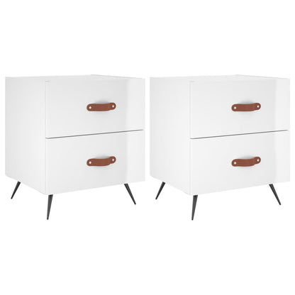 Mesita Noche 2 Uds Madera Ingeniería Blanco Brillo 40x35x47,5cm_0