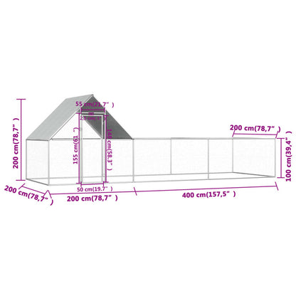 Vidaxl Gallinero Acero Galvanizado 6x2x2 M_5