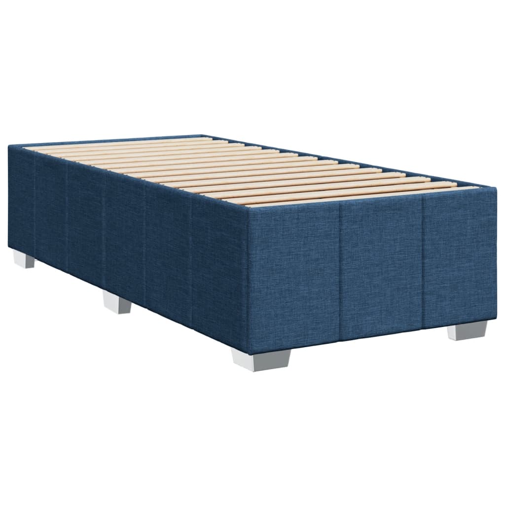 Cama Box Spring Con Colchón Tela Azul 100x200 Cm / Vetonek_4