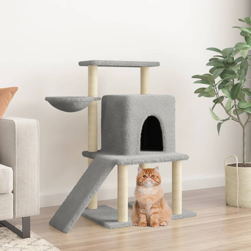 Vidaxl Rascador Para Gatos Con Postes De Sisal Gris Claro 96,5 Cm_1