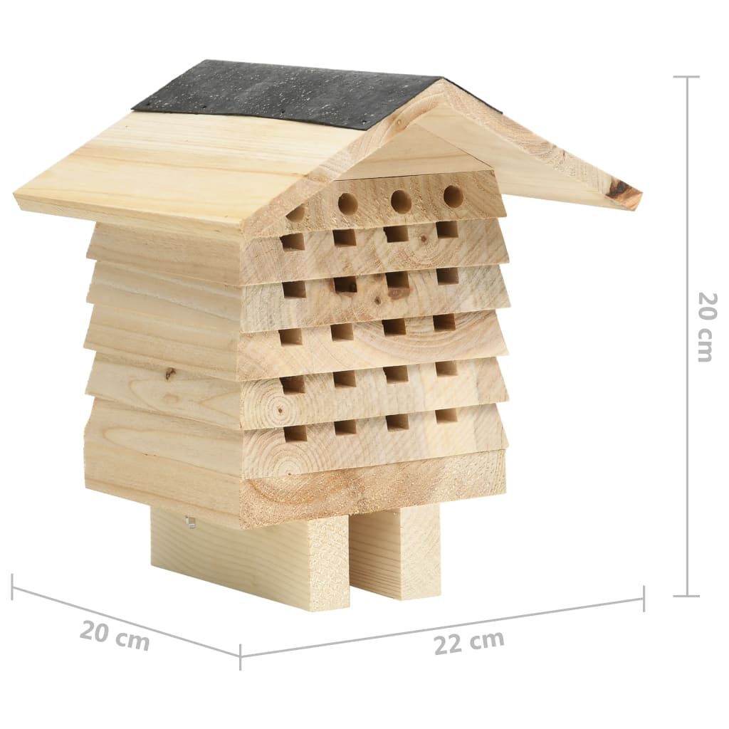 Vidaxl Hotel Para Abejas De Madera Maciza De Abeto 22x20x20 Cm_2