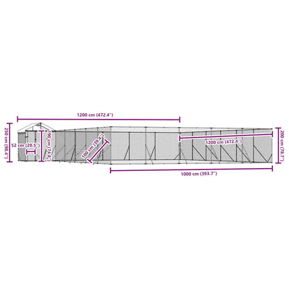 Perrera Exterior Con Toldo Acero Galvanizado Plata 12x12x2,5 M_3
