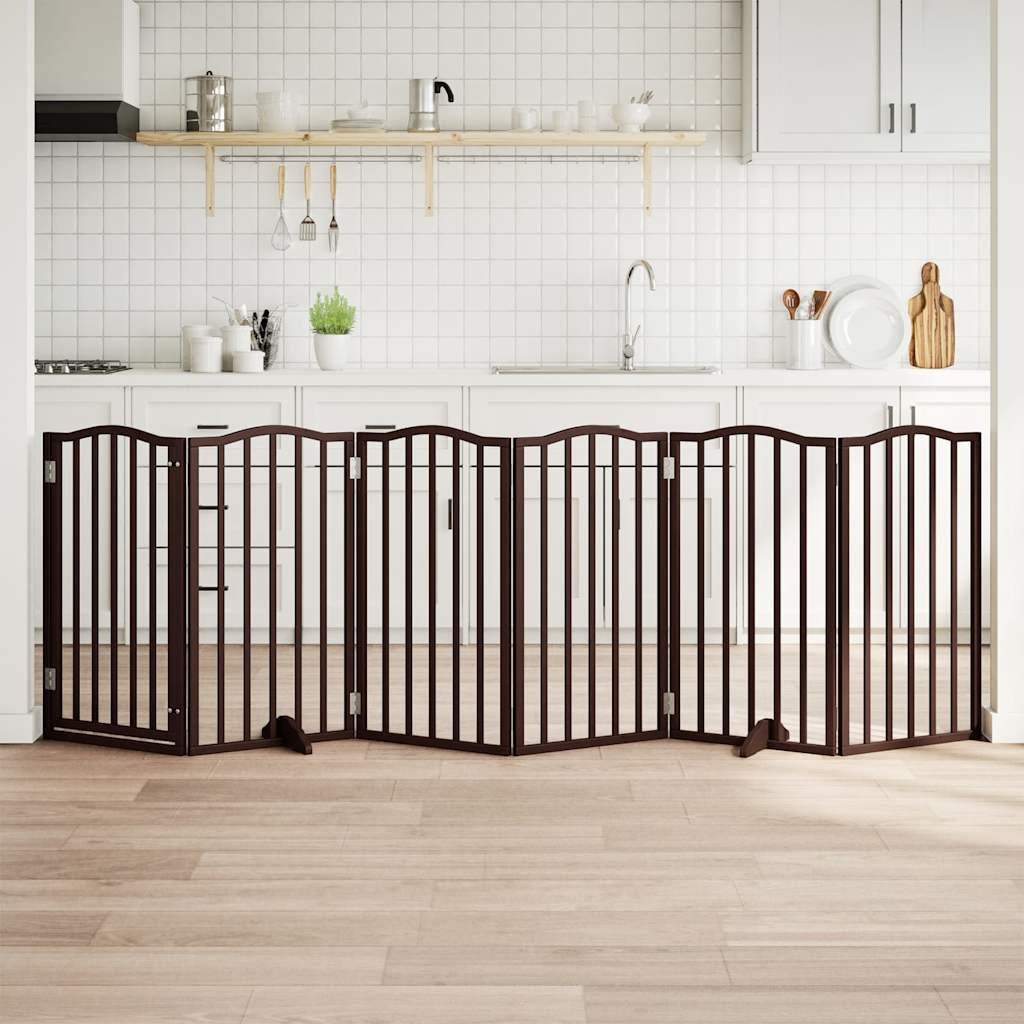 Vidaxl Puerta Para Perros Plegable 6 Paneles Álamo Marrón Roble 300 Cm_1