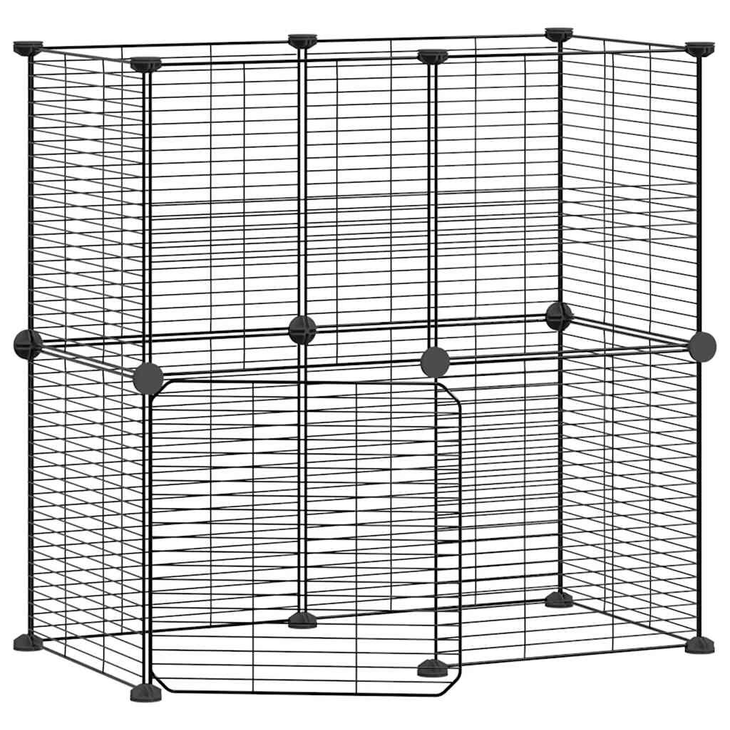 Vidaxl Jaula Para Mascotas De 12 Paneles Puerta Acero Negro 35x35cm_0