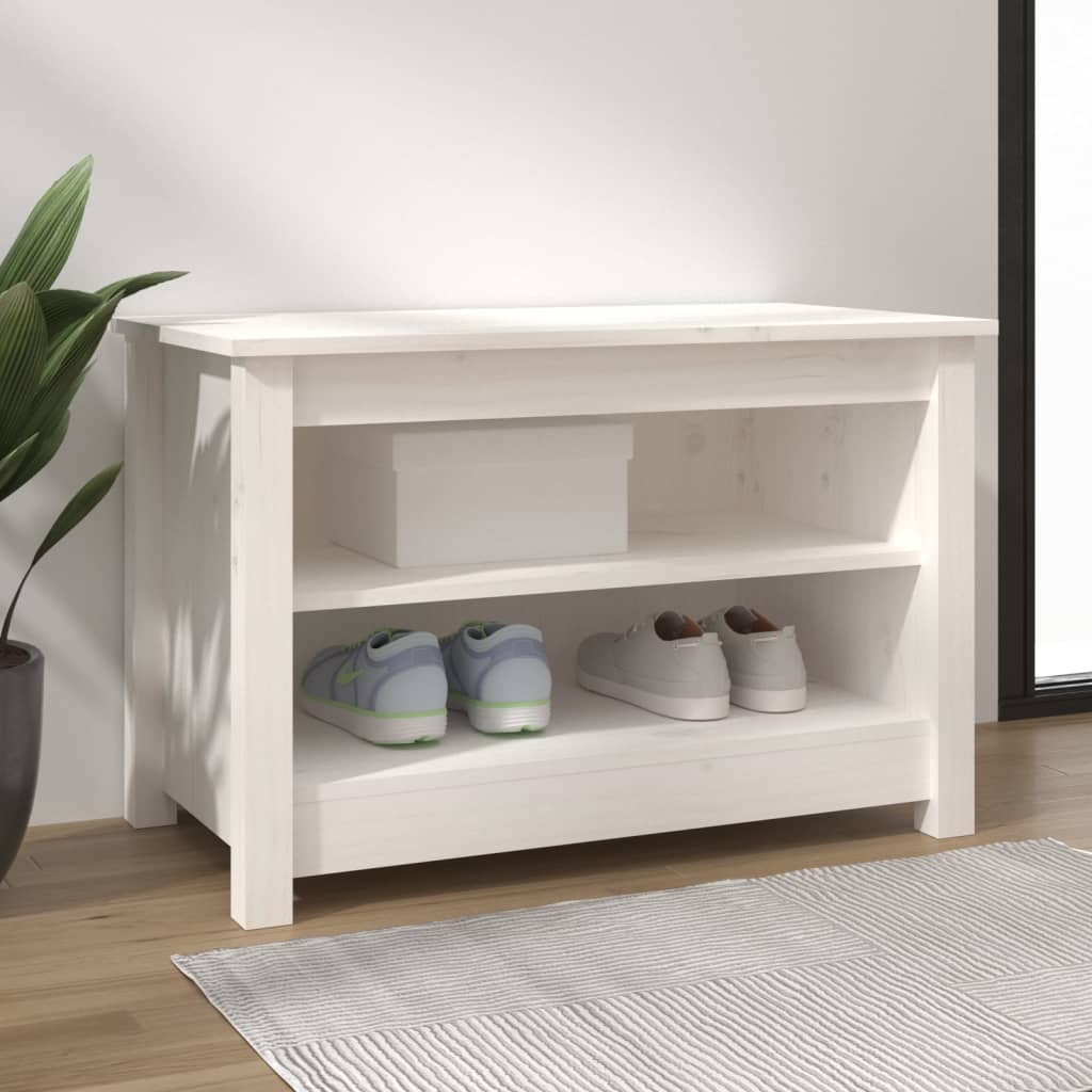Banco Zapatero Madera De Pino Maciza Blanco 70x38x45,5 Cm / Vetonek_4