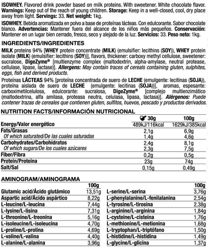 Isowhey - 1kg - Chocolate Blanco - Proteína De Aislado De Suero Isolate - Quamtrax_5