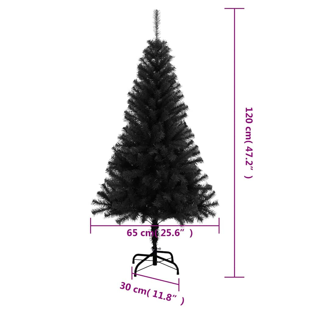 Vidaxl Árbol De Navidad Artificial Con Soporte Pvc Negro 120 Cm_2