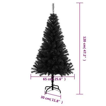 Vidaxl Árbol De Navidad Artificial Con Soporte Pvc Negro 120 Cm_2