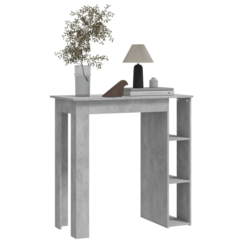 Mesa Bar Con Estante Contrachapada Gris Hormigón 102x50x103,5cm_3
