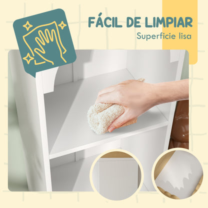Estante De Livros Para Crianças Aiyaplay Mdf E Madeira De Pinho Branco E Madeira 40x30x139,5 Cm_5