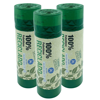 100% Reciclado 3 Rollos De 20 Bolsas De Basura Con Autocierre 30l_0