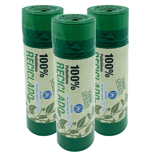 100% Reciclado 3 Rollos De 20 Bolsas De Basura Con Autocierre 30l