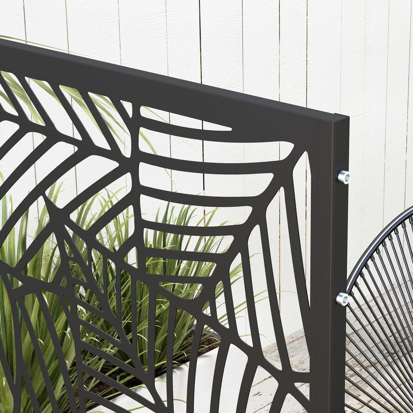 Outsunny Biombo Separador De Ambientes De 3 Paneles 122x198 Cm Negro_1