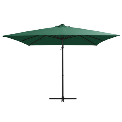 Vidaxl Sombrilla Voladiza Jardín Luces Led Palo Acero Arena 250x250 Cm_1