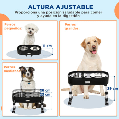 Pawhut Conjunto De Parque Y Comedero Para Perros 71x61 Cm 43x25x30 Cm Negro_5