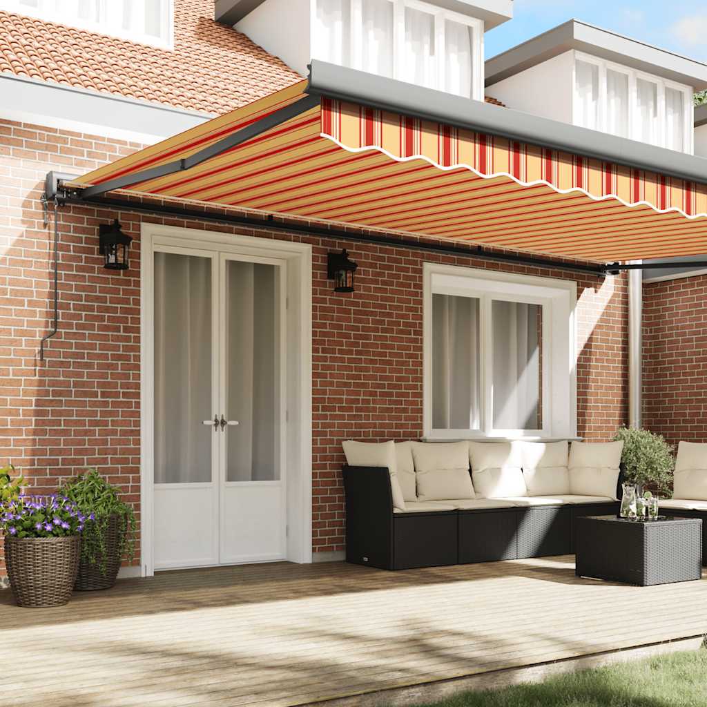 Toldo Retráctil Aluminio Y Tela Amarillo Y Blanco 5x3 M_2