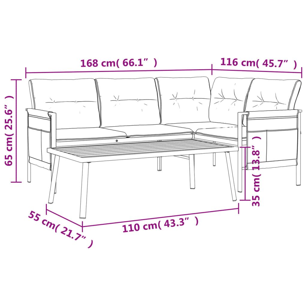 Vidaxl Juego De Muebles De Jardín 2 Piezas Acero Gris Antracita_2