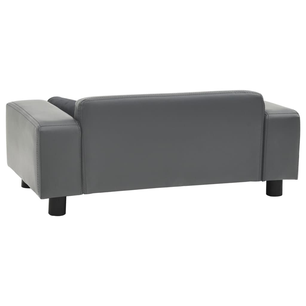Vidaxl Sofá Para Perros Felpa Y Cuero Sintético Gris 81x43x31 Cm_3