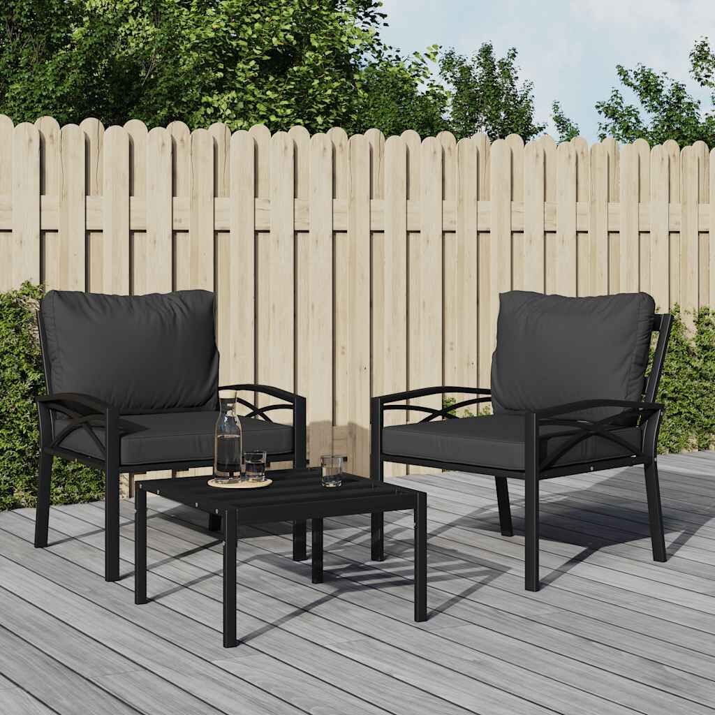 Vidaxl Silla De Jardín Acero Con Cojines Gris 68x76x79 Cm_1