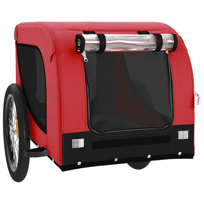 Vidaxl Remolque De Bicicleta Mascotas Hierro Tela Oxford Rojo Negro_3