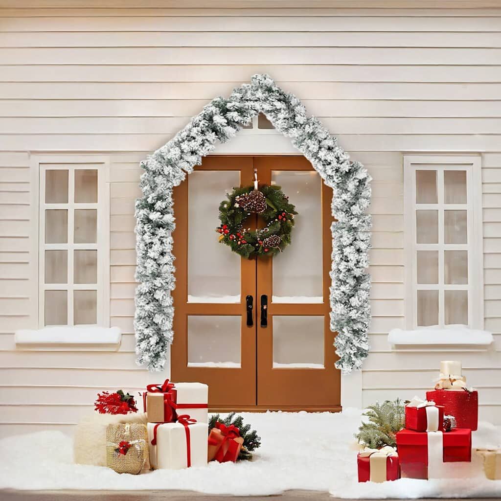 Vidaxl Guirnalda De Navidad Con Nieve Flocada Verde 5 M Pvc_1