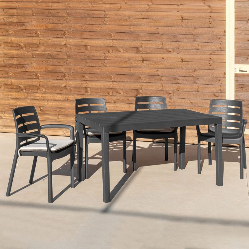 Pack 4 Sillas De Exterior Maui Apilables, Polipropileno, Antracita, 61 X 82 X 54_2