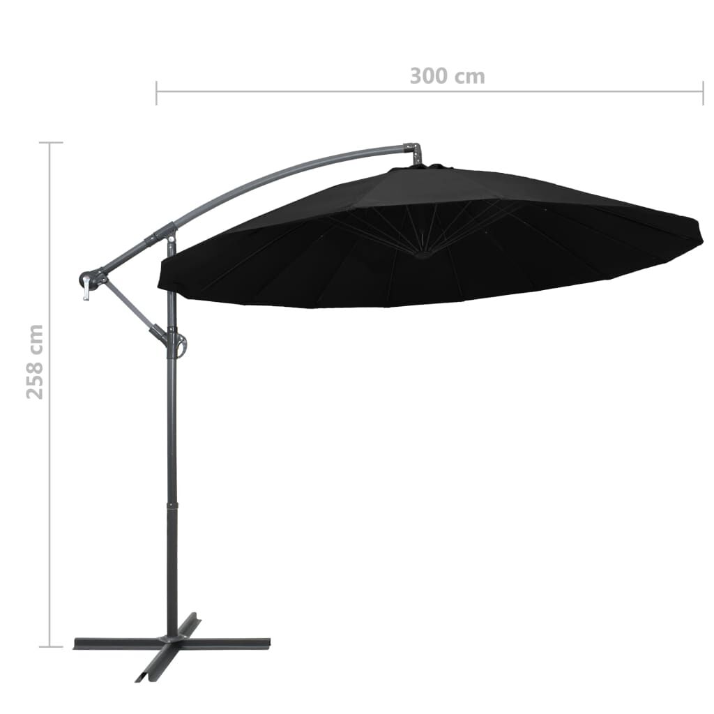 Vidaxl Sombrilla Colgante Con Palo De Aluminio Negra 3 M_2