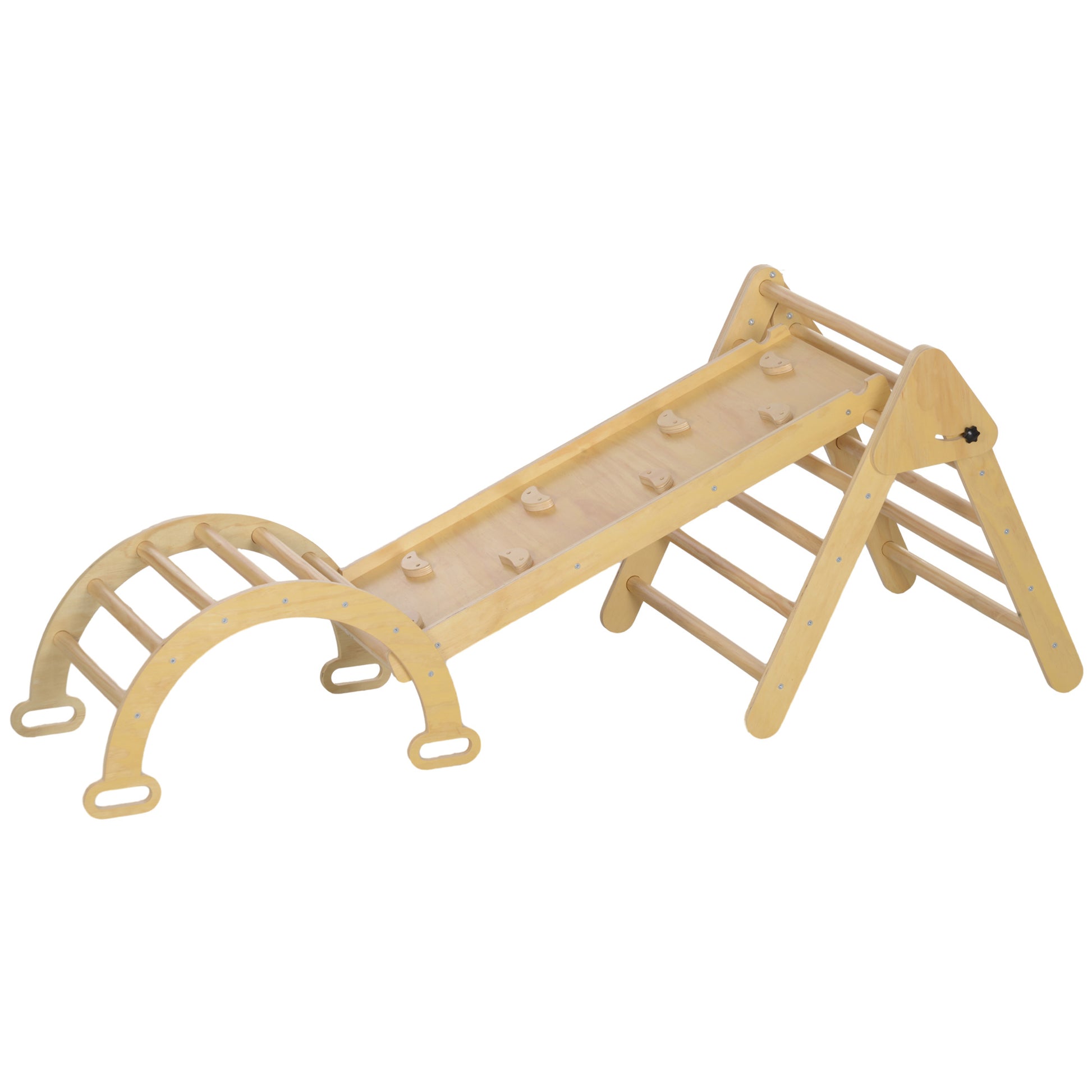 Aiyaplay 5 En 1 Triángulo De Escalada De Madera 178x64,5x63 Cm Madera Natural_0