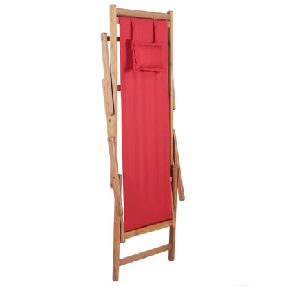 Vidaxl Silla De Playa Plegable De Tela Y Estructura De Madera Roja_5