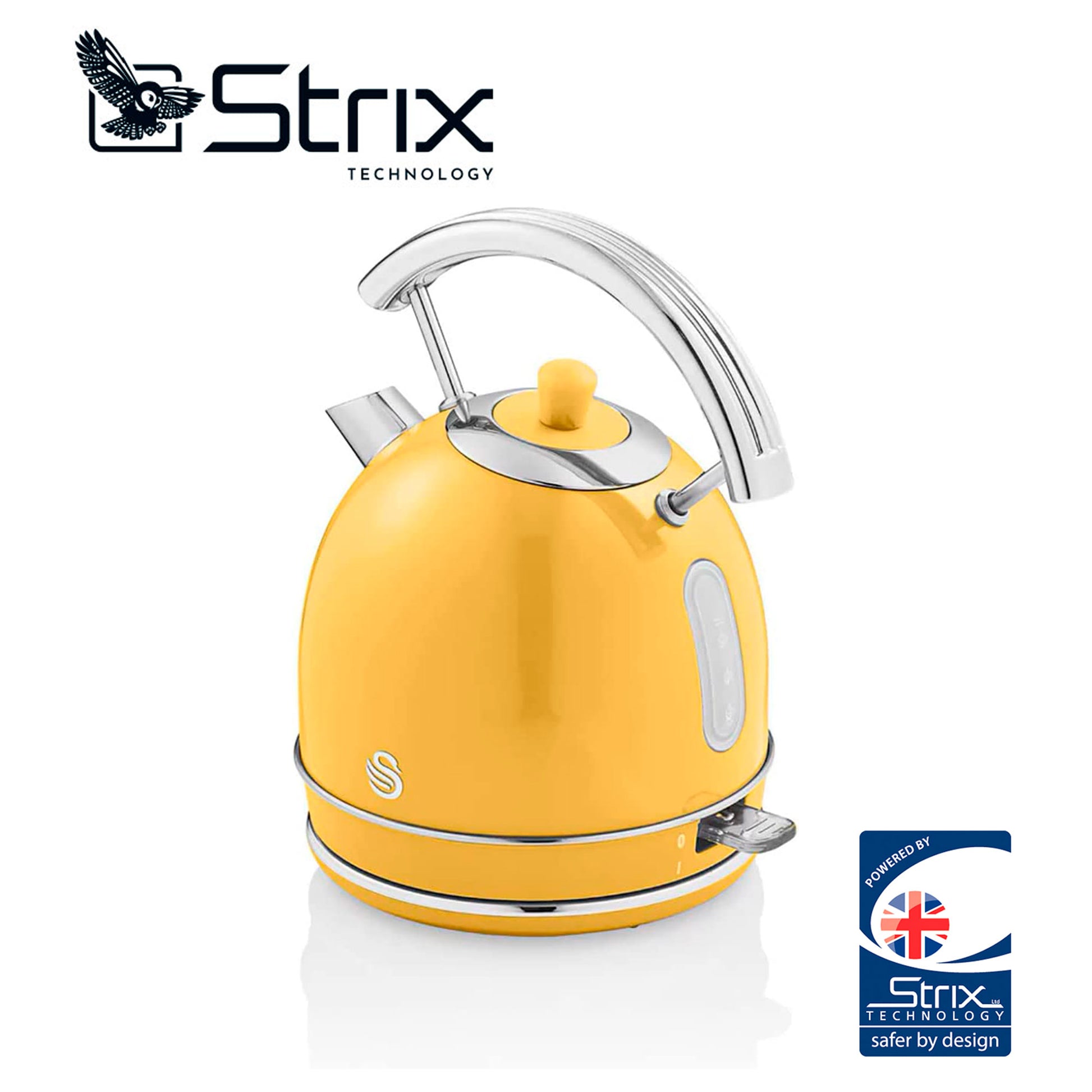 Hervidor Agua Eléctrico Retro , 1,8 L, Resistencia Oculta Acero Inoxidable, Sin Bpa, Inalámbrico Swan Sk14630yelneu Amarillo_3