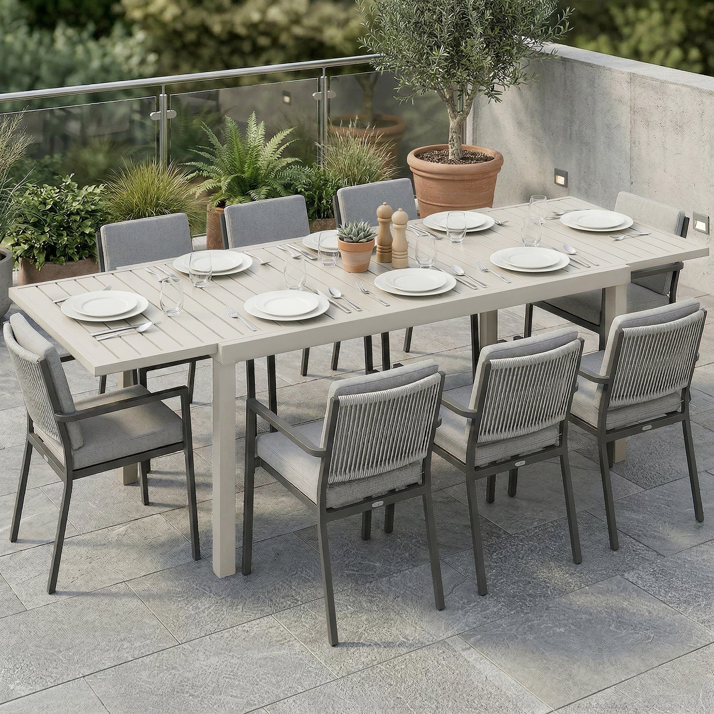 Outsunny Mesa De Jardín Extensible De Aluminio 150/225x85x75 Cm Blanco_1