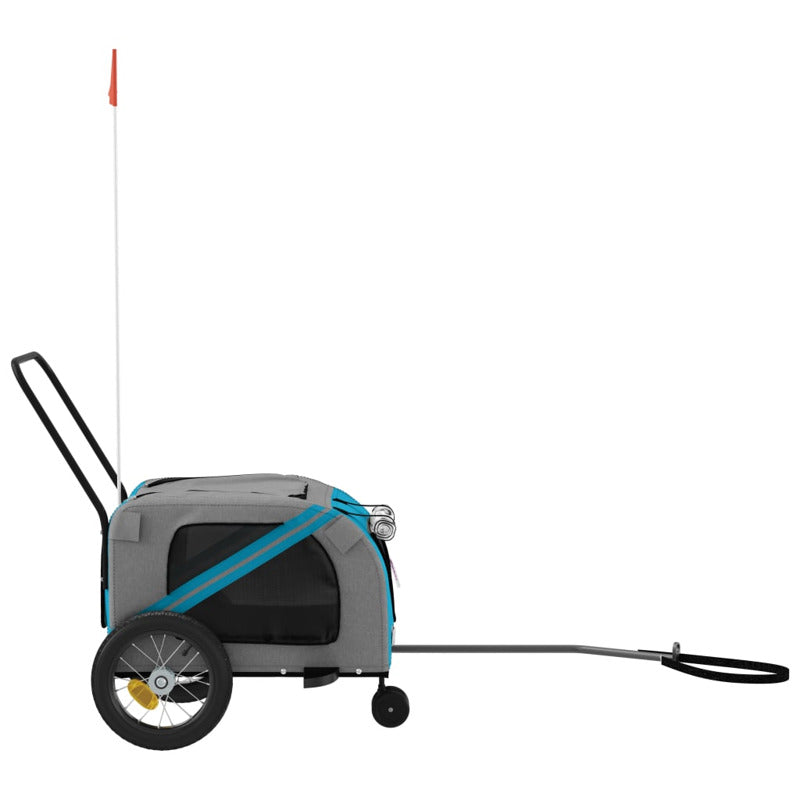 Vidaxl Remolque De Bicicleta Mascotas Hierro Tela Oxford Azul Negro_5