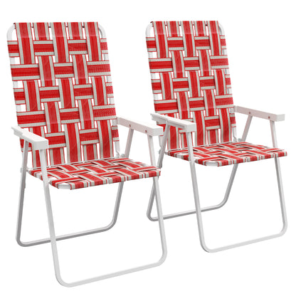 Outsunny Conjunto De 2 Sillas De Camping Plegables 57x57x94 Cm Rojo_0