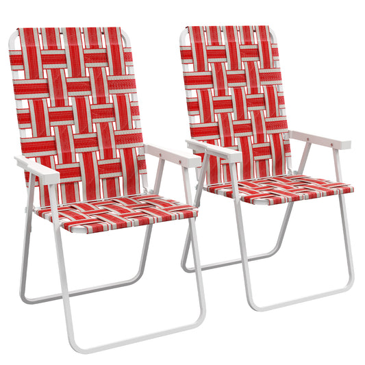 Outsunny Conjunto De 2 Sillas De Camping Plegables 57x57x94 Cm Rojo_0