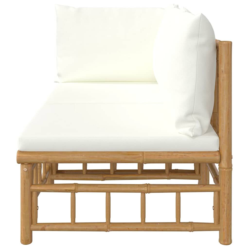 Vidaxl Set De Muebles De Jardín 2 Piezas Bambú Y Cojines Blanco Crema_3