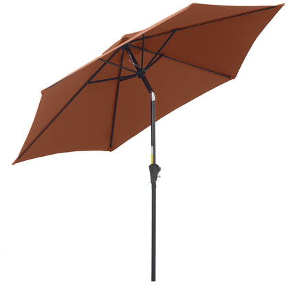 Outsunny Sombrilla Para Jardín Ø260x235 Cm Parasol De Aluminio Reclinable Café_0