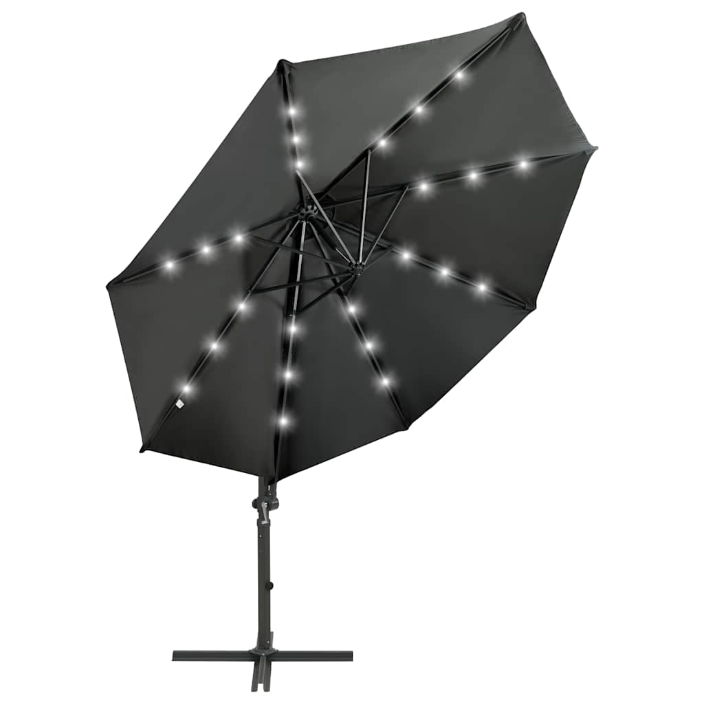 Vidaxl Sombrilla Jardín Voladiza Con Palo Y Luces Led Antracita 300 Cm_1