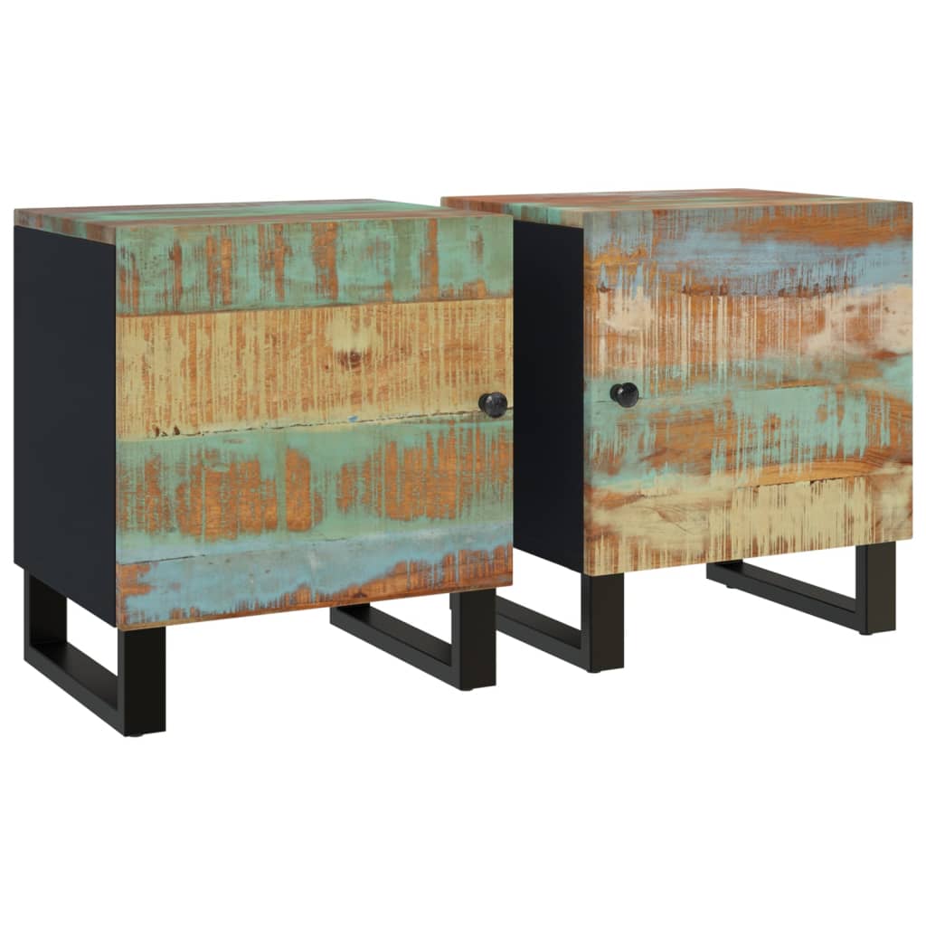 Mesitas De Noche 2 Uds De Madera Maciza Reciclada 40x33x46 Cm_0